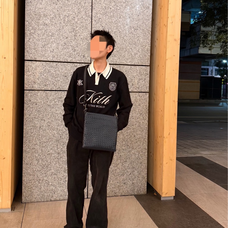 BV BOTTEGA VENETA 寶緹嘉 編織 深藍 LOGO 小牛皮 拉鍊 斜背包 肩寬包 側背包-9