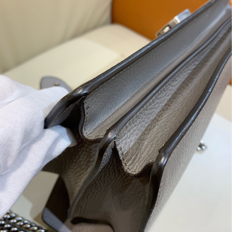 Gucci Dionysus 灰色酒神包 荔枝紋牛皮 中號約28*17 黑標030-16