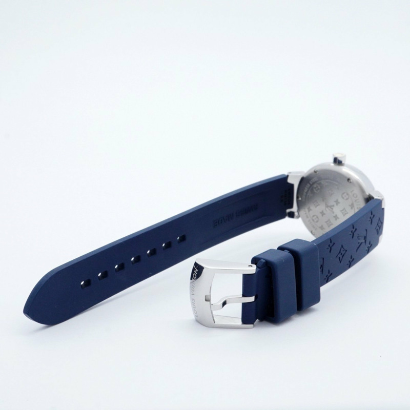 Louis Vuitton Tambour Q12MP 藍色錶盤女士手錶-3