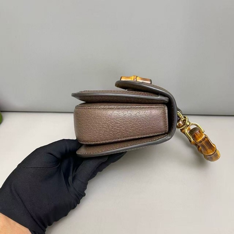 Gucci古馳 竹節手柄迷你老花雙肩帶包 手提包 斜背包-2