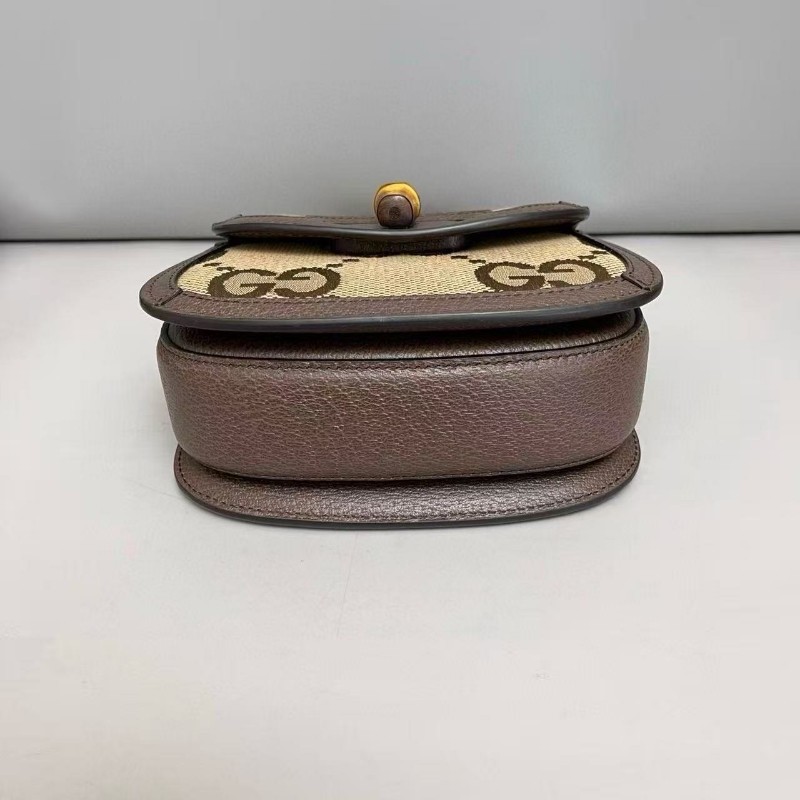 Gucci古馳 竹節手柄迷你老花雙肩帶包 手提包 斜背包-4