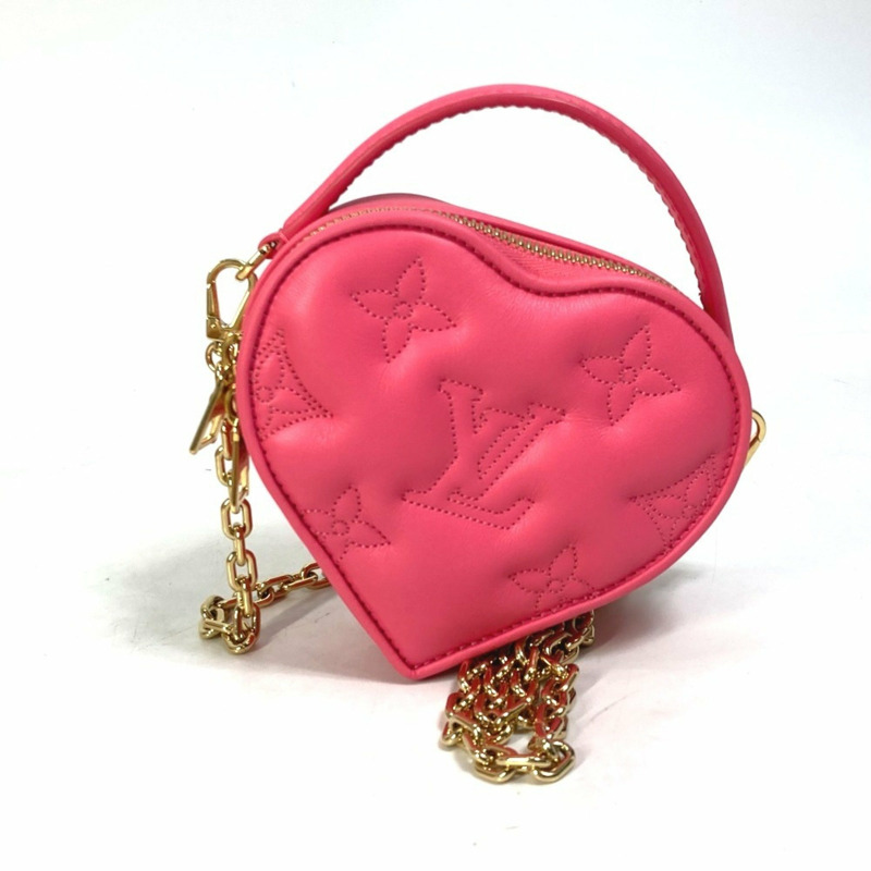 LOUIS VUITTON M81893 Monogram Bubblegram Pop My Heart Pouch 鏈條兩用包 手提包/單肩包 皮革 女款 火龍果粉色 近乎全新-0