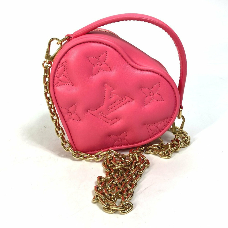 LOUIS VUITTON M81893 Monogram Bubblegram Pop My Heart Pouch 鏈條兩用包 手提包/單肩包 皮革 女款 火龍果粉色 近乎全新-1