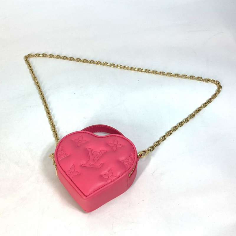 LOUIS VUITTON M81893 Monogram Bubblegram Pop My Heart Pouch 鏈條兩用包 手提包/單肩包 皮革 女款 火龍果粉色 近乎全新-3