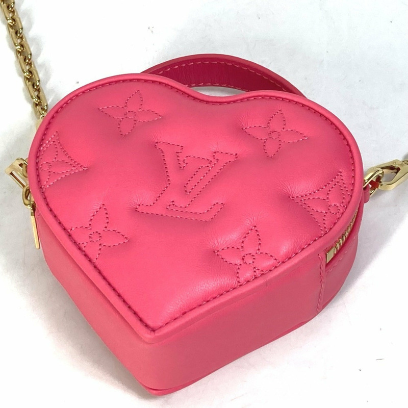 LOUIS VUITTON M81893 Monogram Bubblegram Pop My Heart Pouch 鏈條兩用包 手提包/單肩包 皮革 女款 火龍果粉色 近乎全新-4