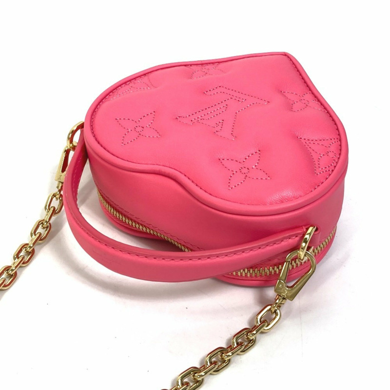 LOUIS VUITTON M81893 Monogram Bubblegram Pop My Heart Pouch 鏈條兩用包 手提包/單肩包 皮革 女款 火龍果粉色 近乎全新-5