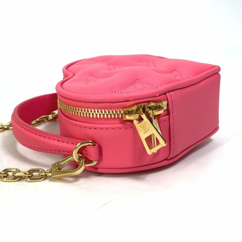 LOUIS VUITTON M81893 Monogram Bubblegram Pop My Heart Pouch 鏈條兩用包 手提包/單肩包 皮革 女款 火龍果粉色 近乎全新-10