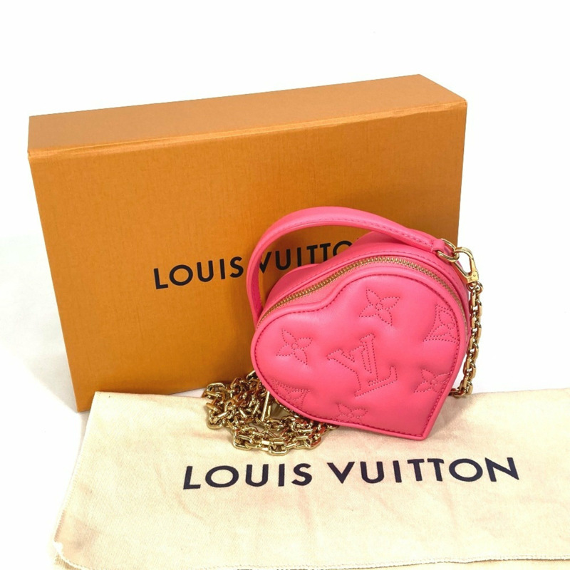 LOUIS VUITTON M81893 Monogram Bubblegram Pop My Heart Pouch 鏈條兩用包 手提包/單肩包 皮革 女款 火龍果粉色 近乎全新-16