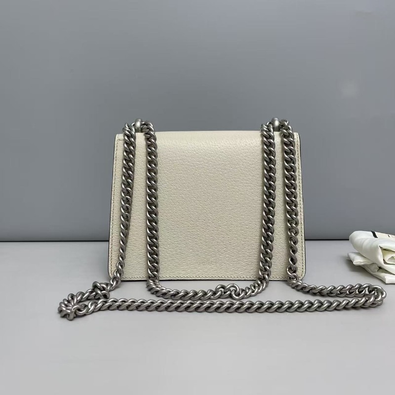 Gucci古馳 酒神小號 白色牛皮鑽扣單肩斜挎包 肩背包-1