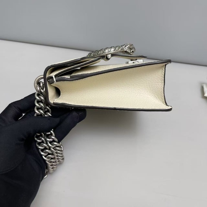 Gucci古馳 酒神小號 白色牛皮鑽扣單肩斜挎包 肩背包-2