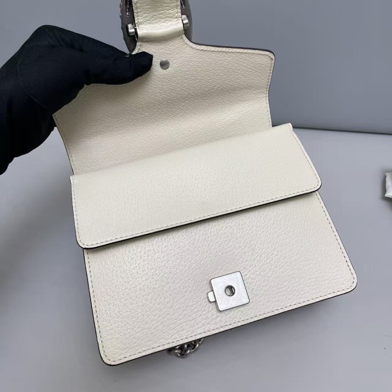 Gucci古馳 酒神小號 白色牛皮鑽扣單肩斜挎包 肩背包-7