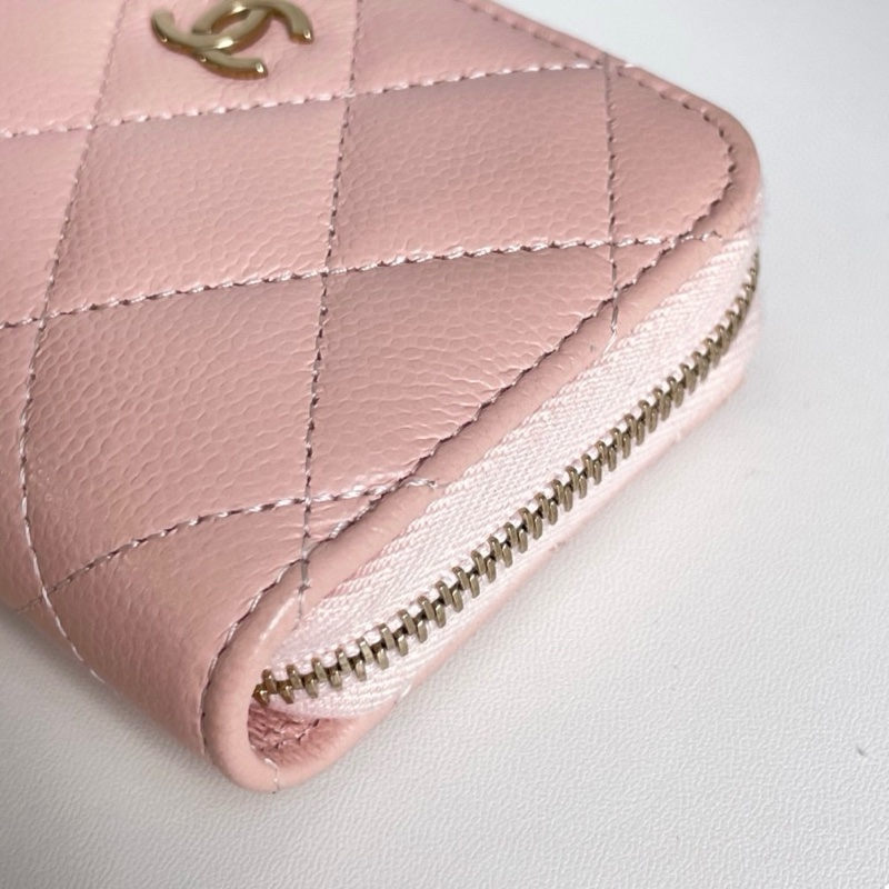Chanel/香奈兒 24C 淺粉色荔枝牛卡包 芯片款 11*7*2-3