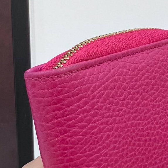 GUCCI 桃紅 長夾 皮夾 皮包 中夾 ㄇ拉 零錢包 錢包-11