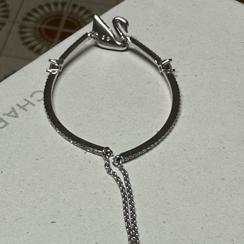 施華洛世奇Swan天鵝手鏈,黑色/鍍白金色-3