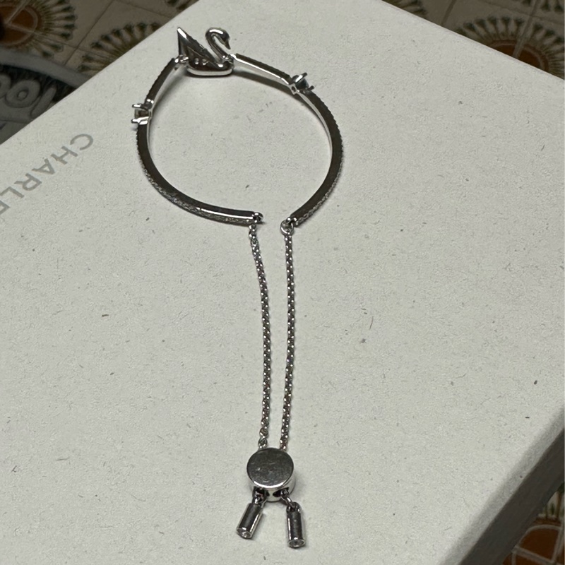 施華洛世奇Swan天鵝手鏈,黑色/鍍白金色-5