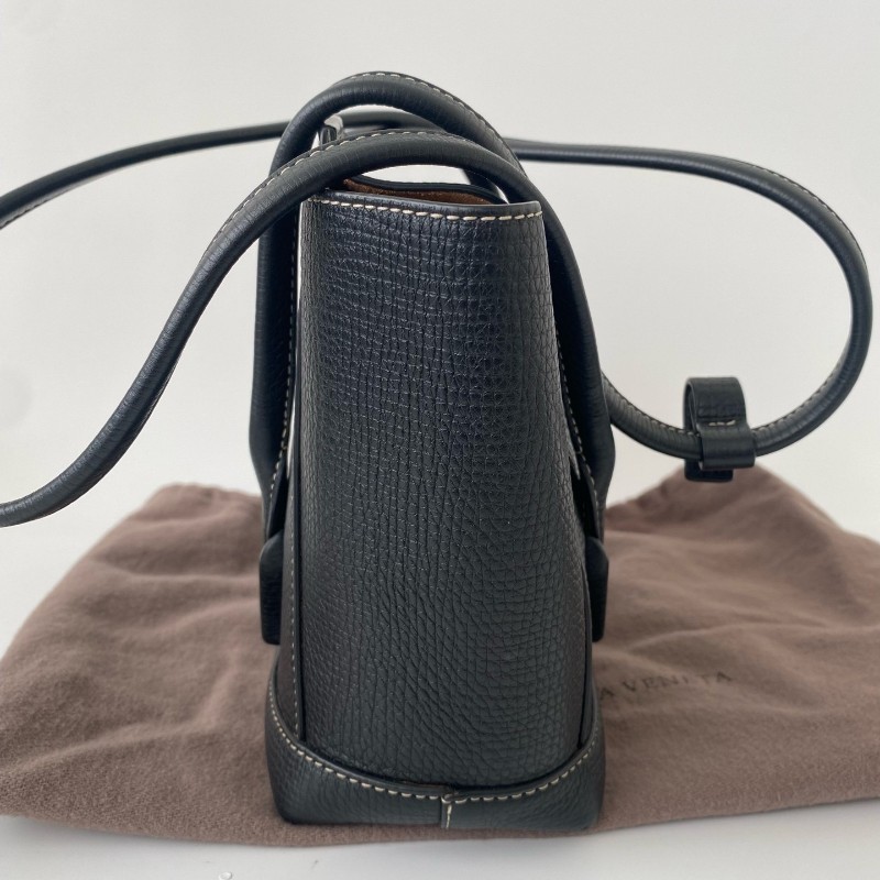 Bottega Veneta/葆蝶家 Acro 黑色手提包 單肩包 底長23cm-1