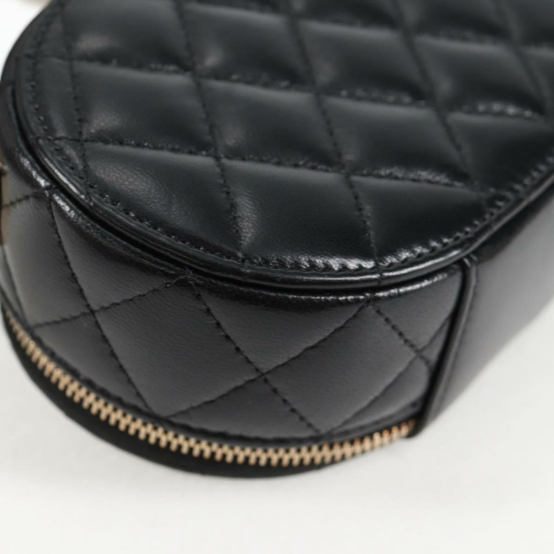 【日本直送】香奈兒 (CHANEL) 絎縫羊皮黑色金色雙C標誌手拿包 Auth 132970M-14