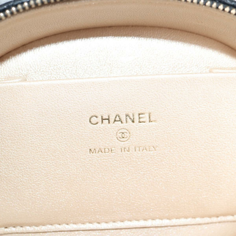 【日本直送】香奈兒 (CHANEL) 絎縫羊皮黑色金色雙C標誌手拿包 Auth 132970M-20