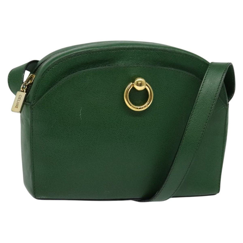 【日本直送】CELINE 皮革肩背包 綠色 金色 正品 137184-0
