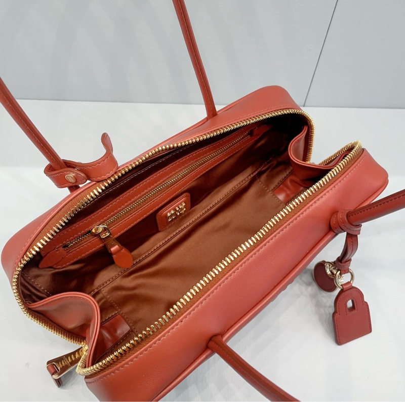 促銷品 Miu Miu Beau皮革手袋 鐵紅色-2