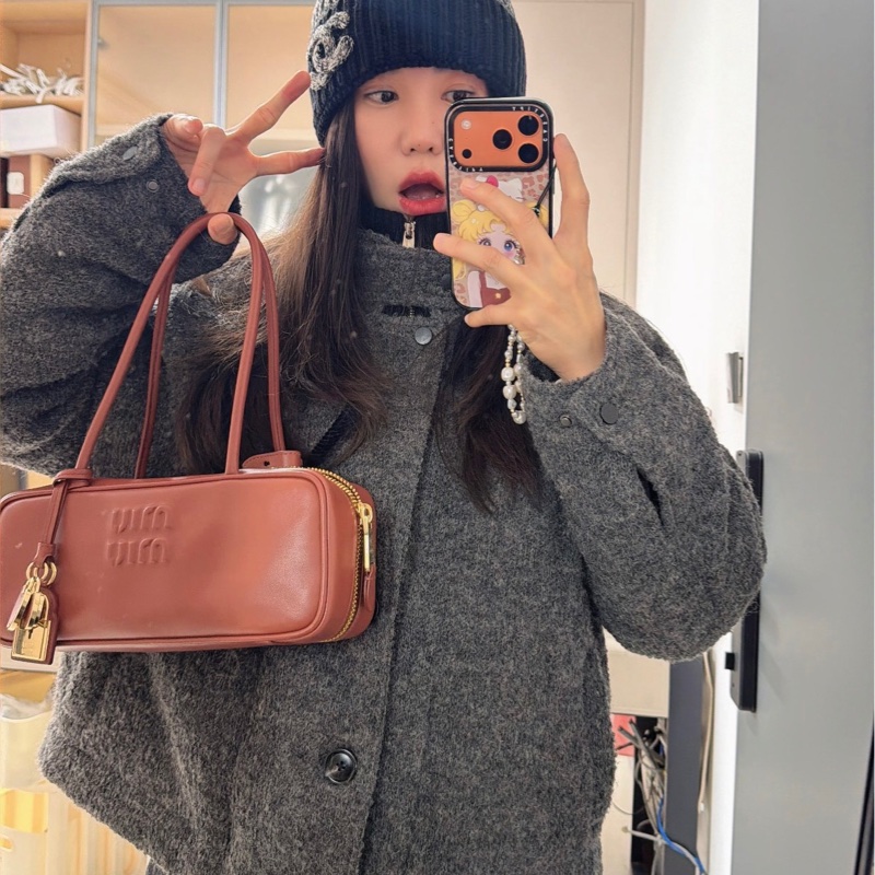 促銷品 Miu Miu Beau皮革手袋 鐵紅色-4