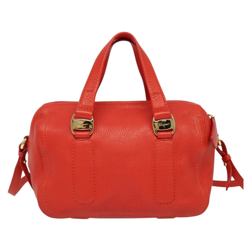 【日本直送】Salvatore Ferragamo Vala 手提包 皮革 2 向 紅金 正品 137172-1