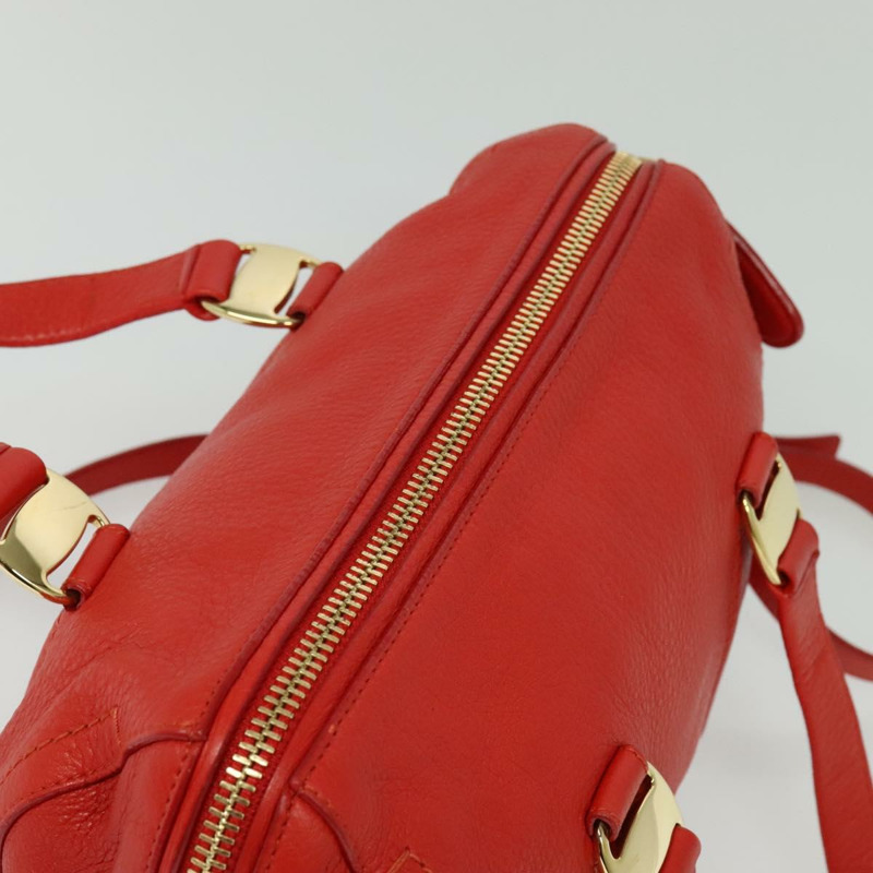 【日本直送】Salvatore Ferragamo Vala 手提包 皮革 2 向 紅金 正品 137172-5