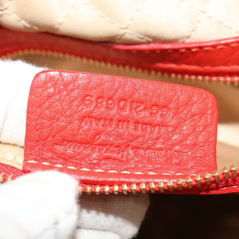 【日本直送】Salvatore Ferragamo Vala 手提包 皮革 2 向 紅金 正品 137172-11