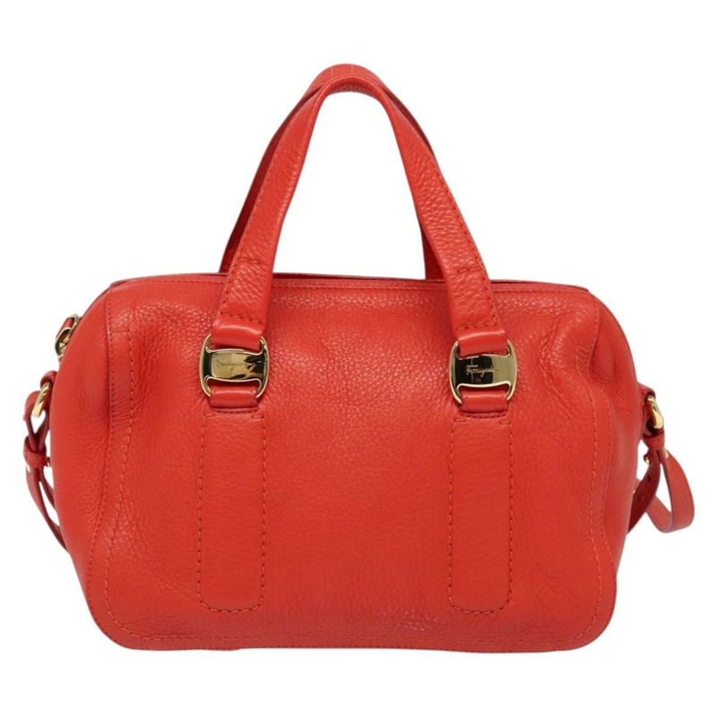 【日本直送】Salvatore Ferragamo Vala 手提包 皮革 2 向 紅金 正品 137172-12