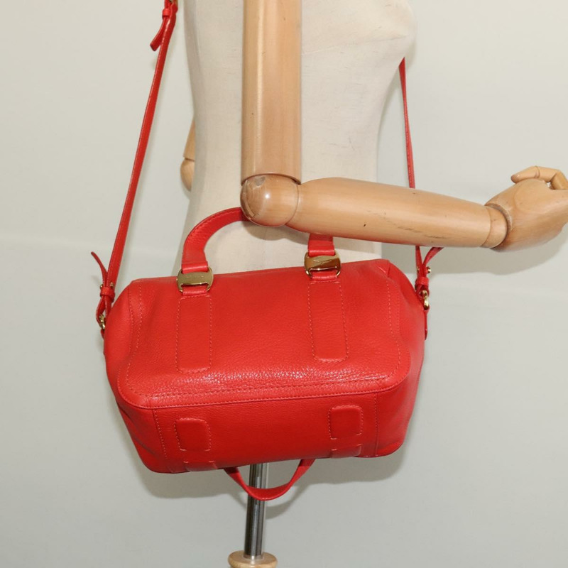 【日本直送】Salvatore Ferragamo Vala 手提包 皮革 2 向 紅金 正品 137172-21