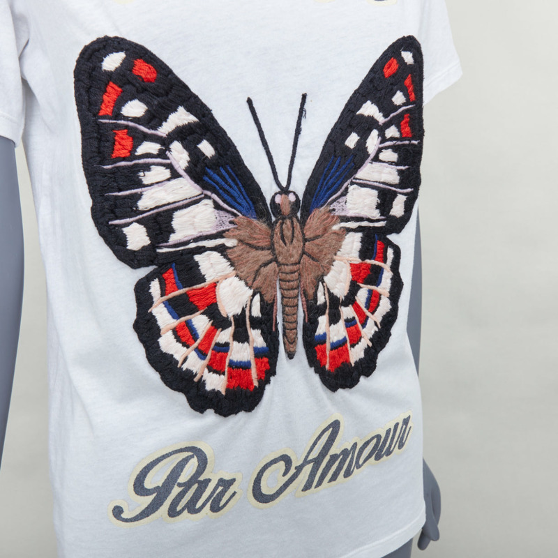 GUCCI L'Aveugle Par Armour white butterfly embroidered tshirt S-1
