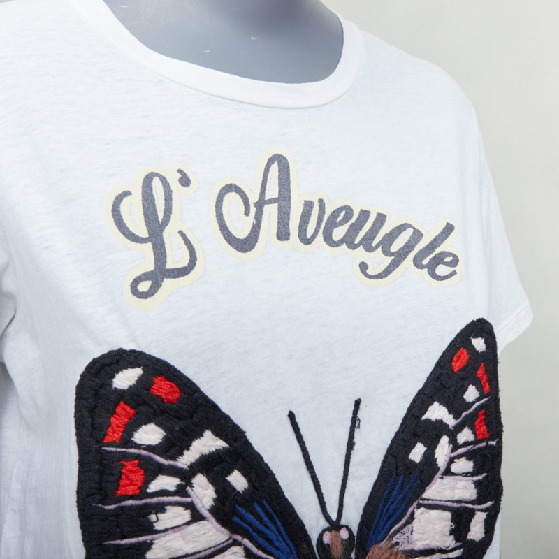 GUCCI L'Aveugle Par Armour white butterfly embroidered tshirt S-6