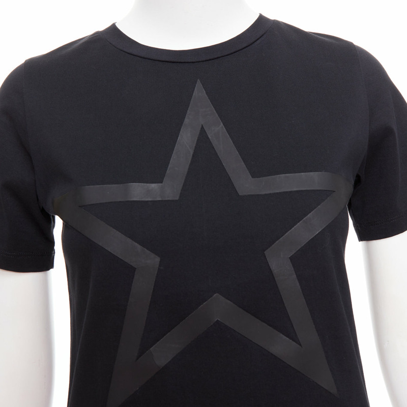 GIVENCHY black cotton star textured print fitted short sleeve tshirt S-1