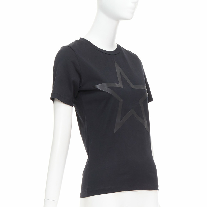 GIVENCHY black cotton star textured print fitted short sleeve tshirt S-2