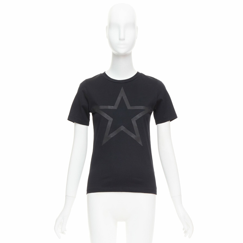 GIVENCHY black cotton star textured print fitted short sleeve tshirt S-8