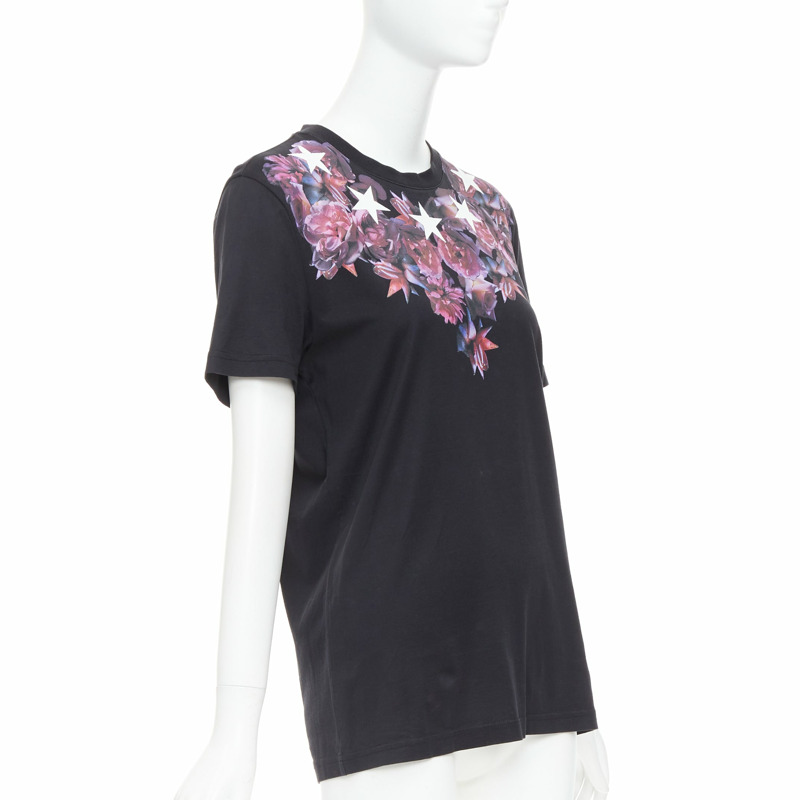 GIVENCHY Riccardo Tisci purple flower white star black tshirt XS-2
