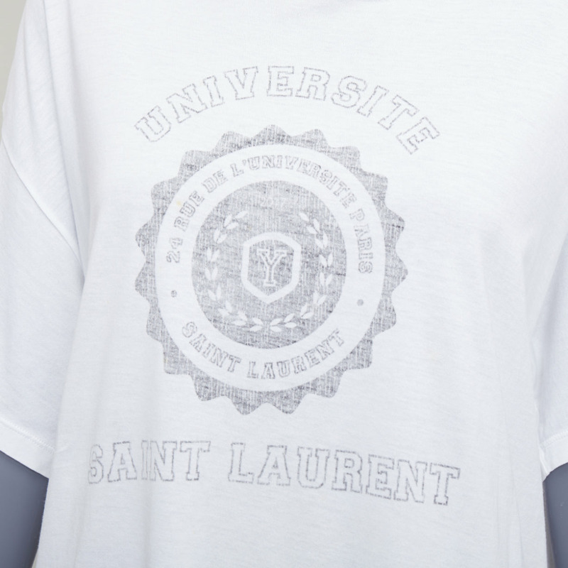 SAINT LAURENT 2016 off white university varsity logo washed oversized tshirt S-1