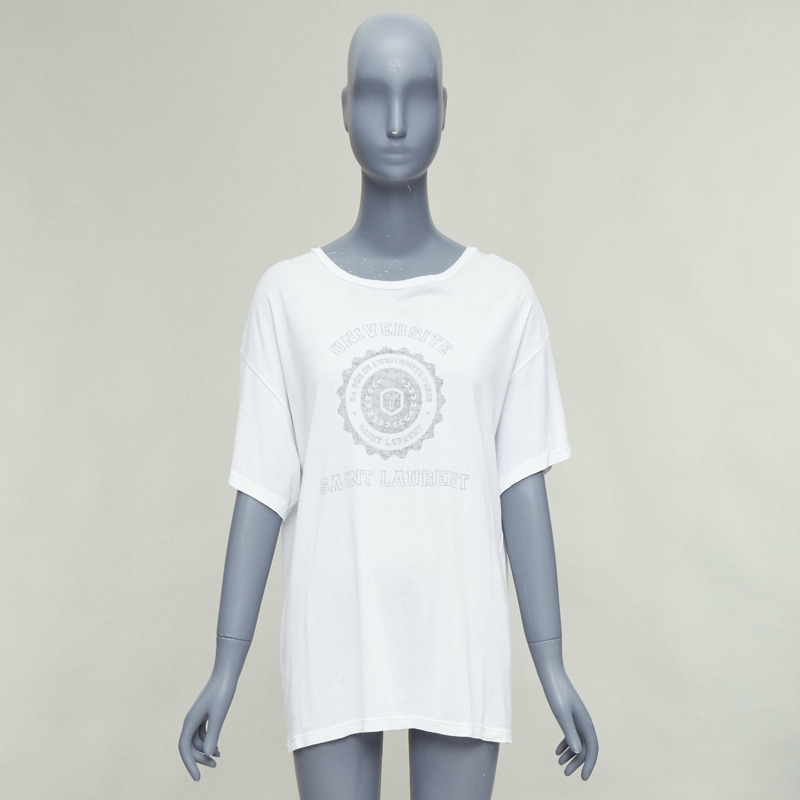 SAINT LAURENT 2016 off white university varsity logo washed oversized tshirt S-8