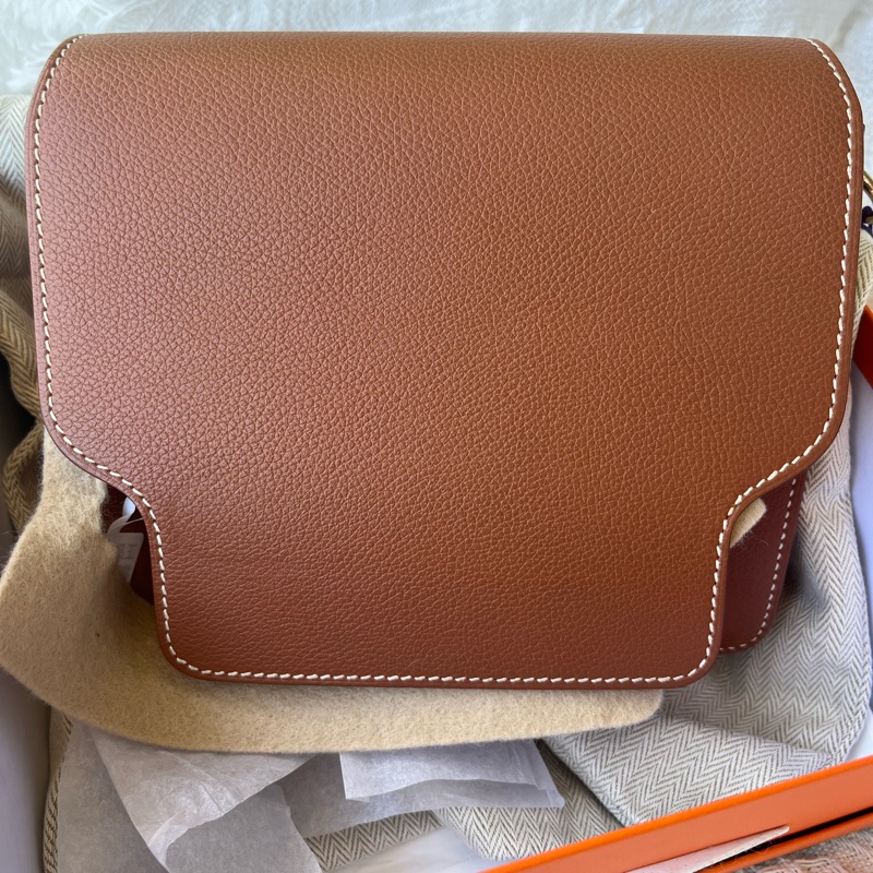 🌈Hermes🌟Mini Roulis 19🧡金棕金扣🧡全套有單🧡98新🧡Full Set🌟evercolor皮🌟-1