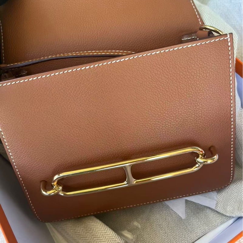 🌈Hermes🌟Mini Roulis 19🧡金棕金扣🧡全套有單🧡98新🧡Full Set🌟evercolor皮🌟-4