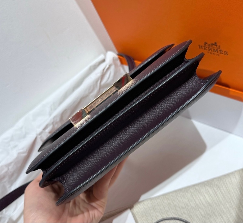 🌈Hermes💜Mini Constance 19💜葡萄紫玫瑰金扣🌟99新🌟Epsom皮🌟-3