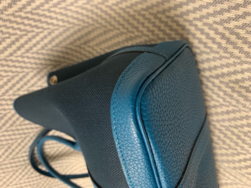 🌈Hermes💙Garden Party 30💙深藍色拼皮帆布🌟未使用閑置🌈有單🌟Canvas🌟花園包🌈已hold🌟-5