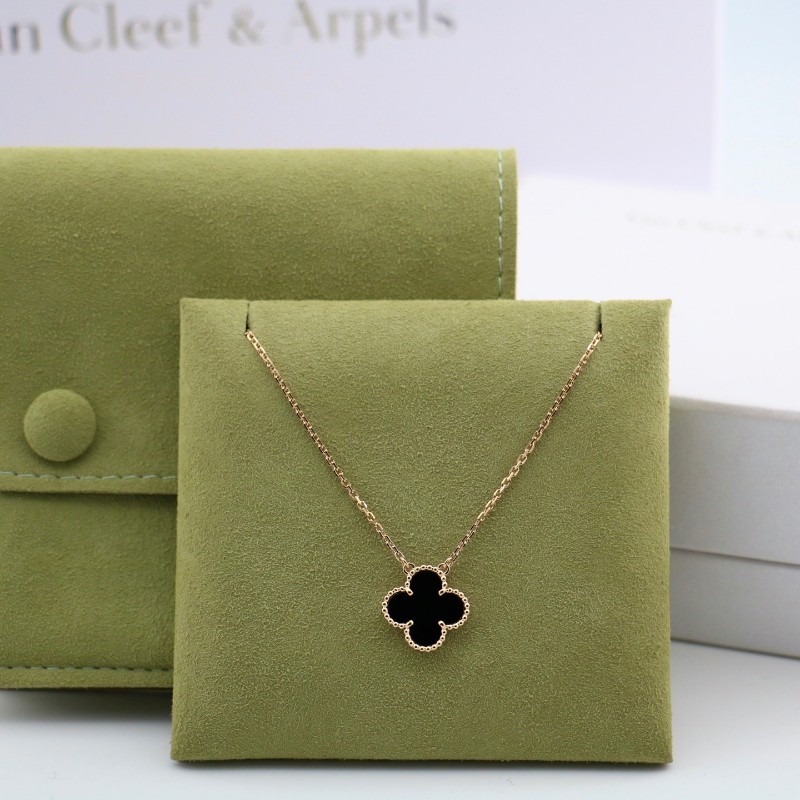 VCA梵克雅寶 18k金 黑瑪瑙 中號 吊墜 項鏈  新扣 附件盒子-1