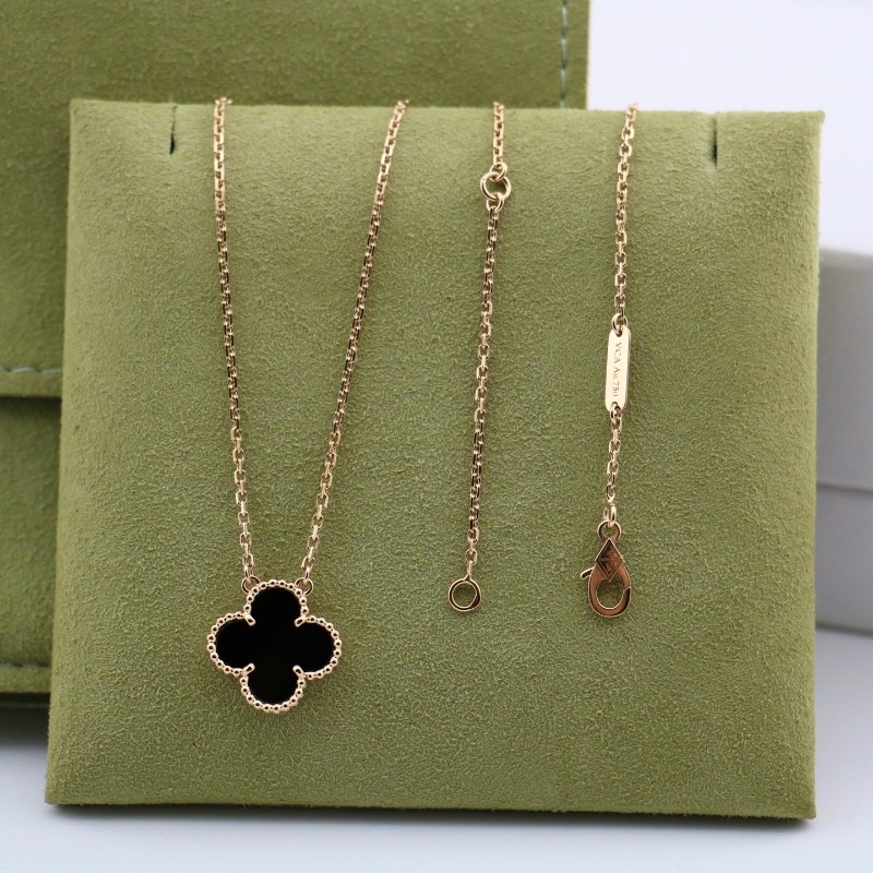 VCA梵克雅寶 18k金 黑瑪瑙 中號 吊墜 項鏈  新扣 附件盒子-2