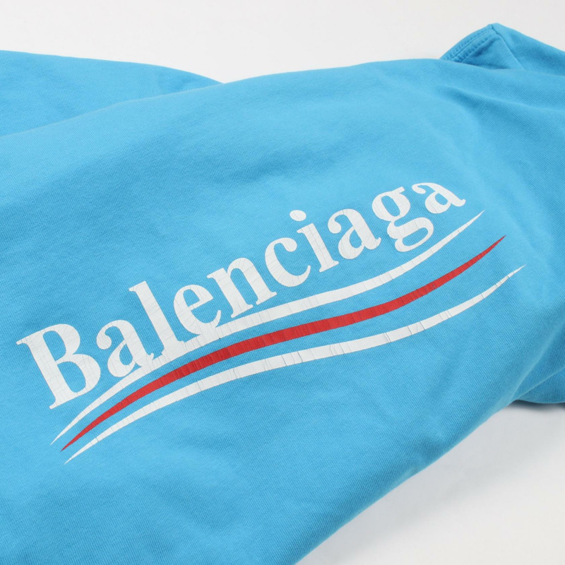BALENCIAGA 政治競選短袖 T 卹 641675 棉藍色 #XXS 男款-5