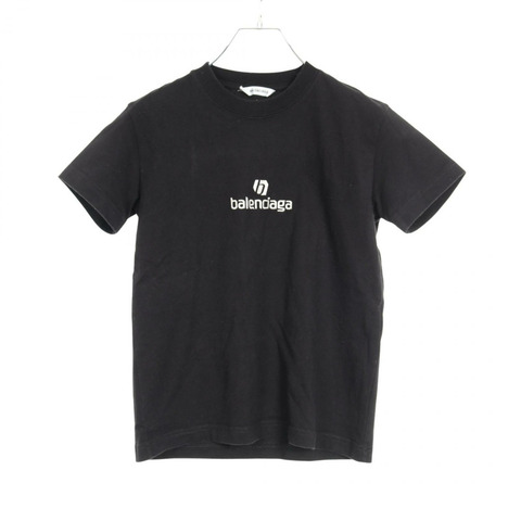 BALENCIAGA 標誌刺繡 T 卹 612964 棉黑色 S 碼二手女款