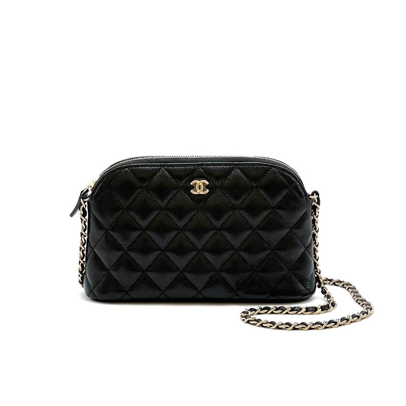 CHANEL 24A粒面牛皮貝殼包 - 黑金-0