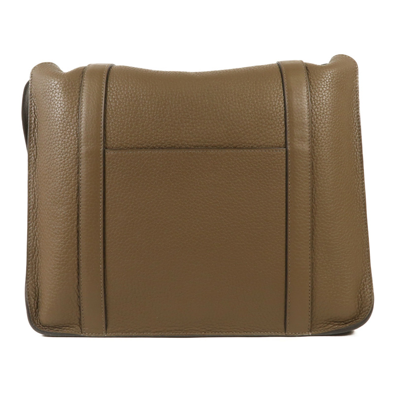 HERMES Clemence皮革Steve 35銀扣肩背袋Taupe-1