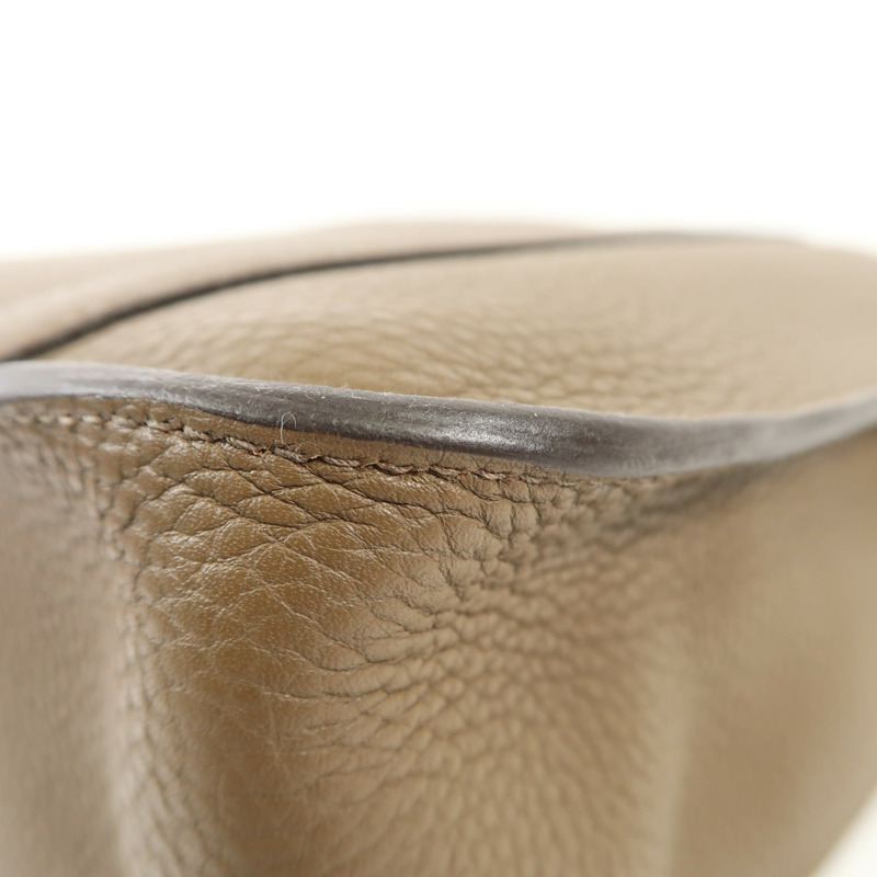 HERMES Clemence皮革Steve 35銀扣肩背袋Taupe-11