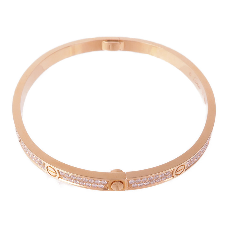 CARTIER 18K玫瑰金Love Bracelet Small Model鑽石手鐲#17-1